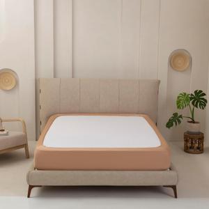 Stretchy Box Spring Cover Queen Size - Jersey Knit & Stretchy Wrap Around 4 Sides Bed Skirt for Hotel & Home, Wrinkle & Fading Resistant Fits Queen Size Beds, Camel
