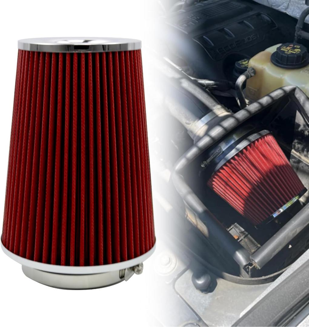 102mm 4" High Flow Round Tapered Cone Cool Air Filter Cleaner with Top Filter Design Short 231mm tall Blue