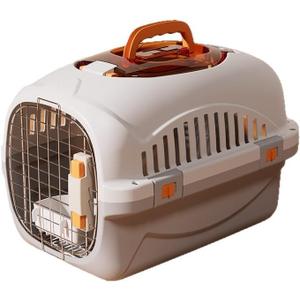 Cat Carrier Airline Approved, Portable Pet Travel Crate with Anti-Stress Design for Cats & Small Dogs, Car Safe Kennel with Top Window (Grey)
