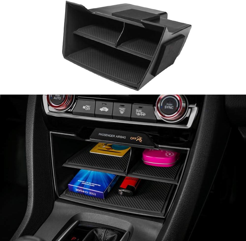 Thenice for 10th Gen Civic Central Console Storage Box Cards Organizer Compatible with Honda Civic 2016 2017 2018 2019 2020 2021, Without USB Cable