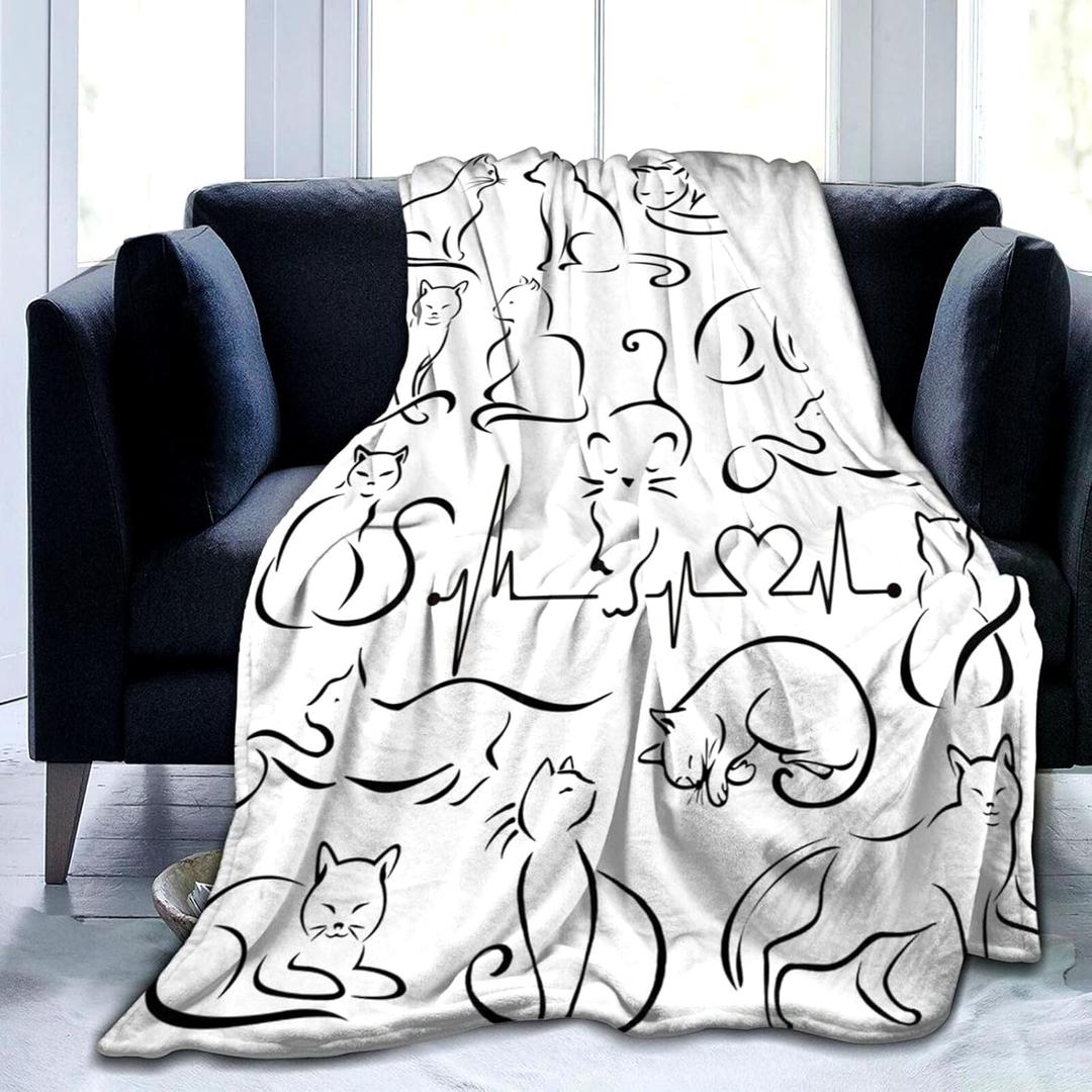 Cat Blanket Soft Cozy Flannel Throw Blanket Warm Lightweight Blankets Gifts for Cat Lovers Kids Girls Women Adults 50"x40" (Color3)