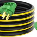 RVGUARD 50 Amp 25 Foot RV Power Cord, 14-50P to SS2-50R Generator Extension Cord, Heavy Duty STW Cord with LED Power Indicator and Cord Organizer, Black&Yellow, ETL Listed