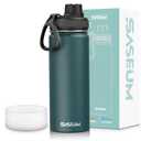 SASEUM Kids Sport Water Bottle 18oz Stainless Steel Double Wall Vacuum Thermal Mug with Leak Proof Spout Lids, Wide Mouth Metal Insulated Water Jug for Gym and Travel,Blue