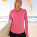 MAGCOMSEN Women's Long Sleeve Sun Shirts Half 1/2 Zip Pullover UPF 50+ Tops (Pink, M)