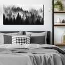 Foggy Forest Canvas Wall Art for Office Natural Landscape Wall Decor for Living Room Large Wall Art Bedroom Wrapped Canvas Ready to Hang 24 x 48 Inch