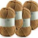 Chunky Chenille Yarn Velvet Soft Super Bulky Size 6 for Crocheting Knitting, Baby Blanket Yarn, 100g 71 Yds per Skein, Easy to Use for Scarves, Amigurumi, Crafts (4, Camel Color)