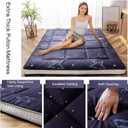 MAXYOYO Black Moon and Star Futon Mattress, Padded Japanese Floor Mattress Quilted Mattress Topper, Extra Thick Folding Sleeping Pad Breathable Floor Lounger Guest Couch for Camping, Queen