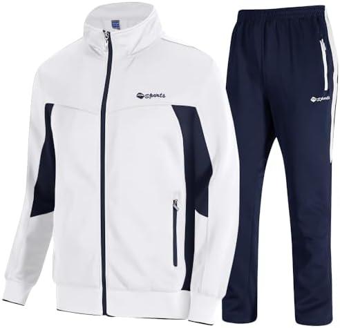 TBMPOY Men's Tracksuits Sweatsuits for Men Sweat Track Suits 2 Piece Casual Athletic Jogging Warm Up Full Zip Sets XL