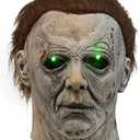 Spooky Halloween Michael Myers Mask, Scary Halloween Mask with Glowing Green Eyes, Creepy Cosplay Mask, Perfect for Gothic Themed Parties