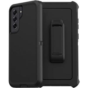 Defender Case for Samsung Galaxy S21 FE 5G - Black with Holster Belt Clip