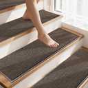 COSY HOMEER Stair Treads Non-Slip Carpet Stair Treads for Wooden Steps, Indoor Stair-Runner Rugs for Kids Elders & Pets 28"x9" (4Pc, Brown)