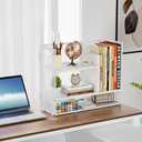 Marbrasse 3-Tier Desk Shelf Organizer with Handle, Desktop Bookshelf File Holder, Mesh Display Shelf Organizer Storage Rack for Office, Home, Supplies, Kitchen (White), 14 x 6 x 13 inches