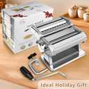 Pasta Maker - 7 Thickness Settings Pasta Roller & 2-in-1 Cutter, Stainless Steel Pasta Machine for Spaghetti, Fettuccine, Ravioli, Lasagna - Includes Hand Crank & Table Clamp