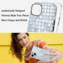 for iPhone 15 Mosaic Stained Glass Phone Case, Cute Aesthetic Plaid Cover for Women Girls Men, Magnetic Trendy Slim Fit Silicone Scratch-Resistant Shockproof Protection Cover - Light Blue Lattice