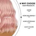 Short Bob Wigs with Bangs for Women Loose Wavy Wig Curly Wavy Shoulder Length Bob Synthetic Cosplay Wig for Girl Colorful Costume Wigs (Peach Fuzz)