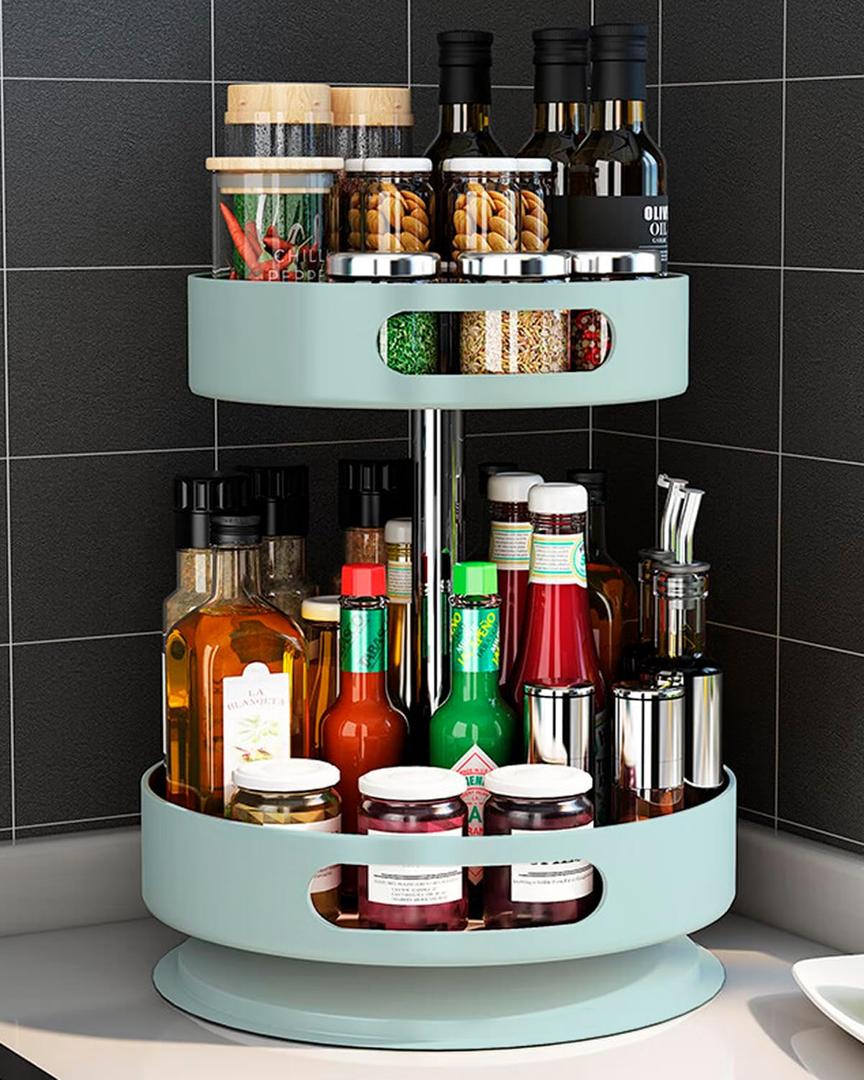 2 Tier Lazy Susan Organizer for Kitchen,Turntable for Cabinet,Turntable Organizer for Cabinet Pantry Table Organization