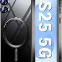 Neivi Compatible for Samsung Galaxy S25 Case with Mag-Safe, Camera Lens Protector, Galaxy S25 Transparent NonYellowing Shockproof Slim Magnetic Protective Cover for Samsung S25 5G (Black)