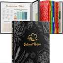 Recipe Binder 8.5"x11" 3 Ring Set, Waterproof Full Recipe Book Binder with Plastic Sleeves, Recipes, Dividers & Labels, Blank Recipe Card Book to Write in Your Own Recipes