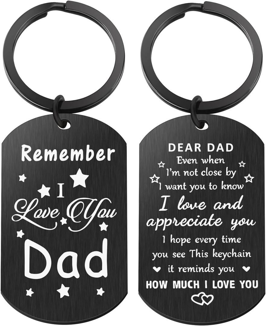 4 x Father's Day Gifts, Dad Birthday Gifts from Daughter Son, Remember I Love You Dad Christmas Gift Keychain, Best Dad Gift Idea