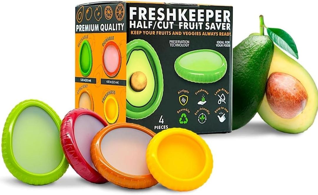 Silicone Fruit and Vegetable Anti-Oxidation Storage Box, Fresh Pods For Storage, Avocado Saver For Fridge, Set of 4 Reusable Storage Containers for Fridge, Fresh Pods.