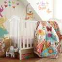 Levtex Baby - Zahara Crib Bed Set - Baby Nursery Set - Orange, Teal, Yellow, Red, Fuchsia - Boho Elephant - 5 Piece Set Includes Quilt, Fitted Sheet, Diaper Stacker, Wall Decal & Skirt/Dust Ruffle