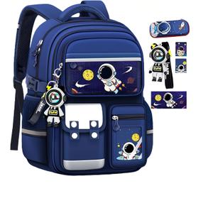 Kids Backpack for Kids, Lightweight Waterproof Blue Backpack for School, Astronaut-themed Kindergarten Elementary School Kids Students Girls and Boys Backpack Includes astronaut-themed accessories