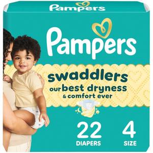 Pampers Swaddlers Diapers, Size 4 (15-34 lbs), 22 Count, Absorbent, Keeps Baby Dry and Comfortable, Skin Safe Disposable Baby Diaper