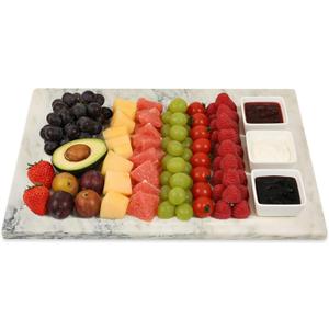 White Marble Cutting Board, 16x20 Inch Marble Pastry Board With Non-Slip Feet For Cheese, Charcuterie, Dough, Chocolate, Dessert, Pack Of 1 Piece
