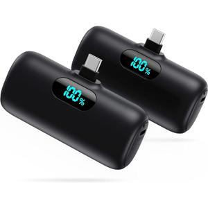 Mini Portable USB-C Power Bank 2 Phone Charges 5000 mAh