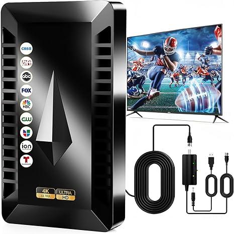 2026 Upgraded HD Antennas for Local Channels with Amplifier Support All TVs, Clear Reception for 8K 4K 1080P 30FT Long Cable