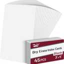 Mr. Pen- Dry Erase Index Cards, 3"x5", 45 Pack, Laminated on One Side, Blank Note Cards, Reusable Dry Erase Blank Flashcard Sheets for School, Office, Chores, To-Do Lists, Study Supplies (White)