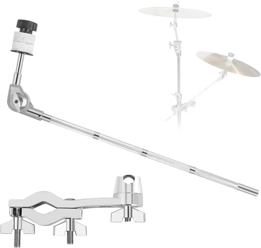 RANMING Drum Set Mounting Clamp Cymbal Stand Extension Arm L-Shaped Cymbal Clamp for 8-12 Inch Splash Cymbals, Adjustable Cymbal Arm for 15-33mm Cymbal Stands,Long Boom Cymbal Arm for Drummer Beginner