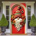 2 x Autumn Door Banner Set 35x71 Inch Home Porch Decoration Fall Gnome Sunflower Pumpkin Floral Wreath Front Door Wall Hanging Party Holiday Outdoor Decoration