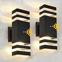 Dusk to Dawn Sensor Outdoor Wall Light, 2 Pack Waterproof Wall Sconce, Black Exterior Up and Down Light Fixtures for Porch Patio Hallway Corridor Garage