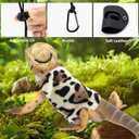 Bearded Dragon Leash and Harness Set, Bearded Dragon Accessories(Include Leopard Print Chest Pack, Lizard Clothing＆Leash, Small Straw Hat), Beardeds Dragon Decor Suit for Outdoor Travel