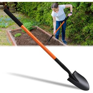Small Shovels for Digging, Garden Spade Shovel Beach Shovels with 43.3in Handle,Heavy Duty Portable Metal Shovel for Gardening Camping Trenching Digging Landscaping,Off-Road Use, Orange