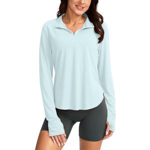 Soothfeel Women's UPF 50+ Shirts Long Sleeve 1/4 Zip Pullover UV Sun Protection Golf Shirt Workout Athletic Tops for Women (Gray, M)