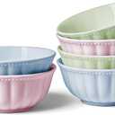 HOMBENE Color Mixing Porcelain Fruit Bowls, 4.7 Inch Serving Bowls,Ice Cream Bowl, Kitchen Bowl Set, Microwave and Dishwasher Safe, Set of 6