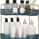 Corner Bathroom Countertop Organizer, Vanity Organizer Trays for Counter, Makeup Organizers, Perfume Tray, Skincare Shelf Storage Gifts for Women Girl Student (Blue, 2 Tiers) (13.6" x 10.1" x 11.6")