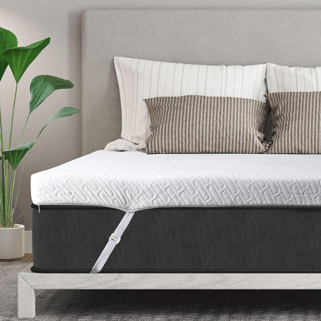 VALUXE 3 Inch Gel Memory Foam Mattress Topper King Size High Density Cooling Pad Pressure Relief Bed Topper (with Removable & Bamboo Cover)