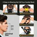 Snorkeling Gear for Adults Teen, Full Face Snorkel Mask with Ear Equalization, Quick Release Anti-Leak and Anti-Fog with Mesh Bag, Flexible Dry Top Snorkel, Beach, Pool