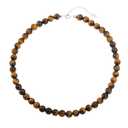 Natural Tiger Eye Gemstone Choker Necklace Sterling Silver 8MM Round Beads Strand Necklace for Women (8 MM //40+5 CM)
