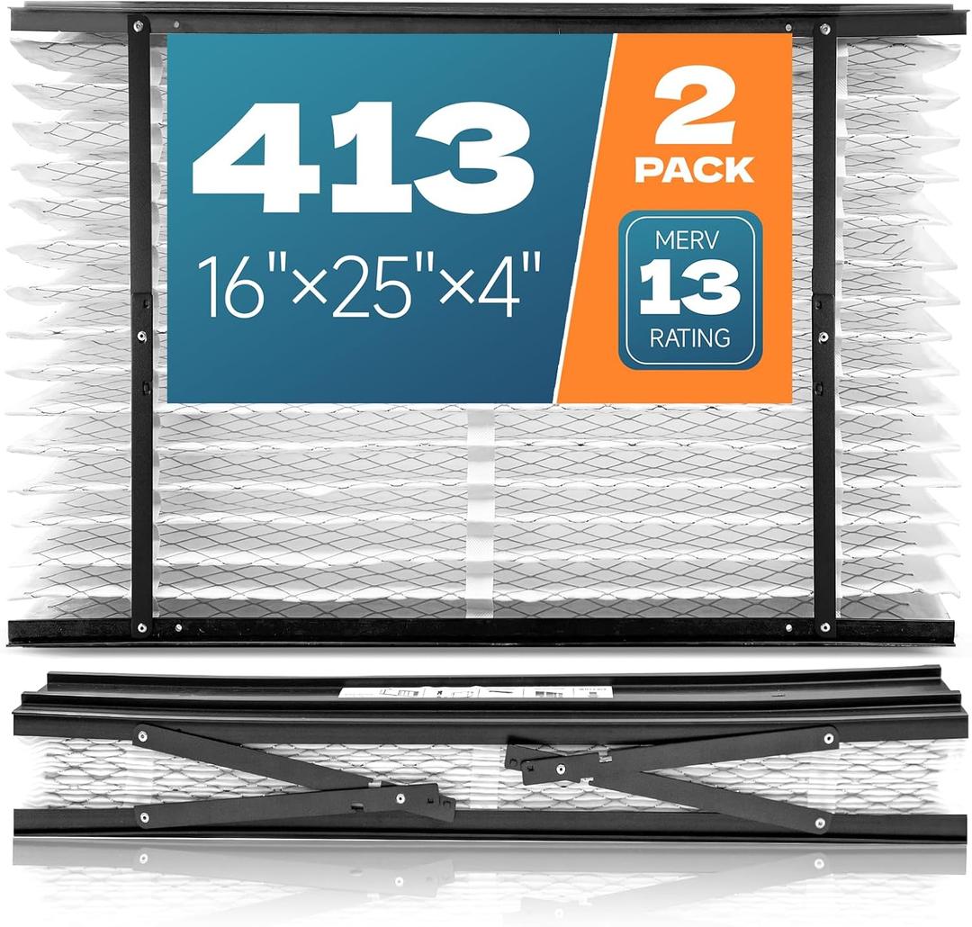 2-Pack 413 Filter Replacement Compatible with AprilAire 413 Whole House Air Purifiers Models 1410, 1610, 2410, 2416, 3410, 4400, MERV 13 Furnace Filter Replacement, Size: 16x25x4