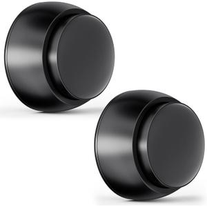2PCS Door Stopper Wall Protector with Silicone Head, Aluminum Door Knob Wall Protector, Spring Shock Absorption Technology, 1.65" Door Stoppers for Wall, Adhesive Installation or with Screw (Black)