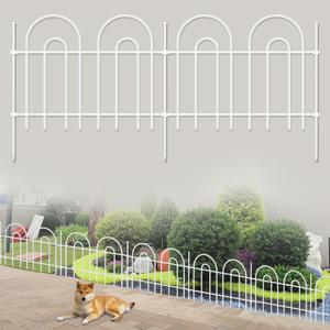 45ft X 21in Animal Barrier Fence, 32 Panels No Dig Fence for Dogs Rabbit, Anti Digging Defense Barrier Garden Edging Border, Rustproof Metal Arched Decorative Garden Fencing for Outdoor, Yard, White