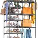 Kottwca 2 Row 10 Tier Tall Shoe Rack Organizer for Closet Entryway, 40-45 Pair Shoe Boot Storage Rack, Metal Shoe Shelf Small Vertical Stackable Shoe Stand for Bedroom Corner