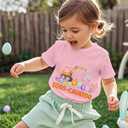 Girls Easter Shirts Kids Cotton Graphic Tees Casual T-Shirts 3-7 Years (Pink)