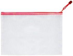 HLDInie Mesh Zipper Pouch Bag,A3 Zipper Bag for Organizing Storage, Waterproof Zipper Pouch, 17" x 12"/44cm x 32cm, File Bag for School and Office Supplies (Red),2pct