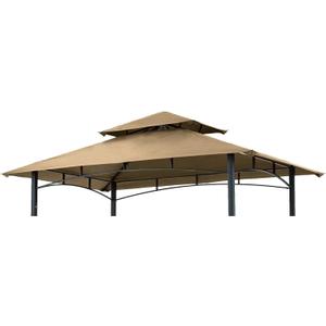 Grill Gazebo Replacement Canopy Roof Hugline 5x8 Outdoor Grill Shelter Canopy Top Double Tiered BBQ Tent Cover Fit for Model L-GG001PST-F (Khaki)