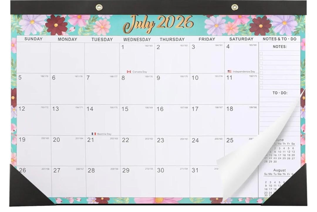 Floral 2026 Wall Calendar, Tear-Off Monthly Calendars from January to December 2026, Hanging Calendar for Recording Anniversaries and Appointments, 17"× 12”